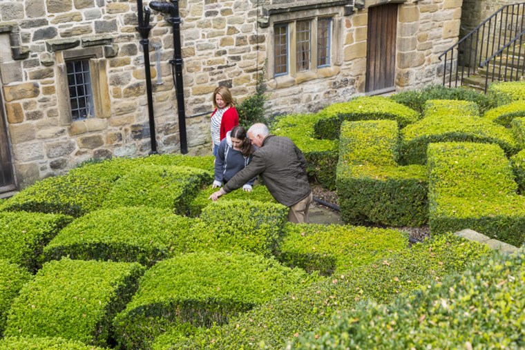 Visitors in the garden at Washington Old Hall, Tyne & Wear. ®National Trust ImagesChris Lacey