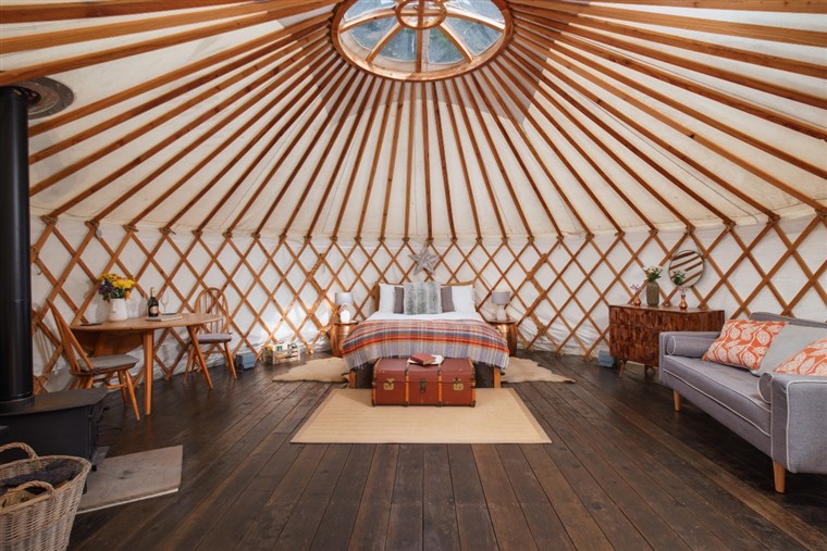 Larch, one of our luxury Yurts viewed from the doorway
