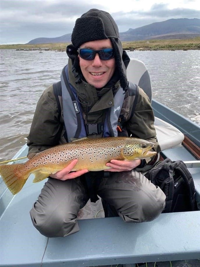 Mark Hamilton released this stunning 9lb-4oz brown trout whilst fishing Loch West Ollay (South Uist) during May 2nd. The big trout was tempted by a Peter Ross.
