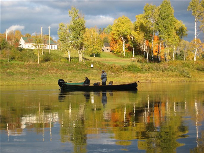 Fishing from canoe